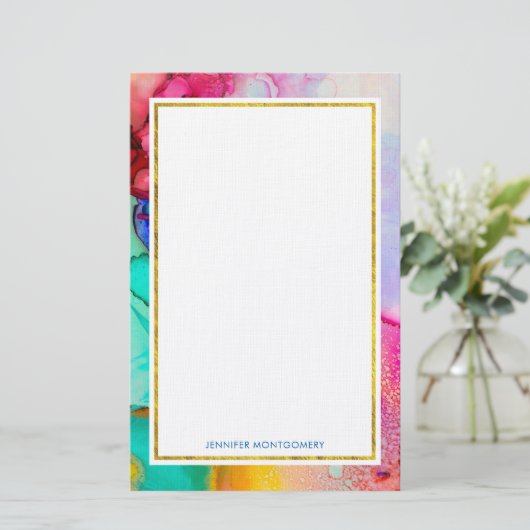 Moderne Abstracte marmer Waterverf ontwerp Briefpapier (Staand voorkant)