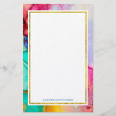 Moderne Abstracte marmer Waterverf ontwerp Briefpapier (Voorkant)