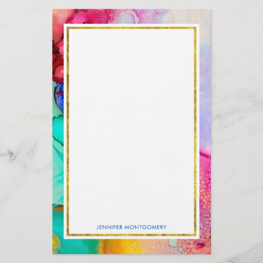 Moderne Abstracte marmer Waterverf ontwerp Briefpapier (Voorkant)