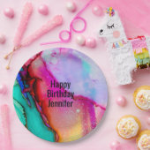 Moderne Abstracte marmer Waterverf ontwerp geboort Papieren Bordje (Feest)