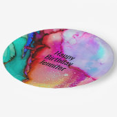 Moderne Abstracte marmer Waterverf ontwerp geboort Papieren Bordje (Gekanteld)