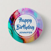 Moderne Abstracte marmer Waterverf ontwerp geboort Ronde Button 5,7 Cm (Voorkant)