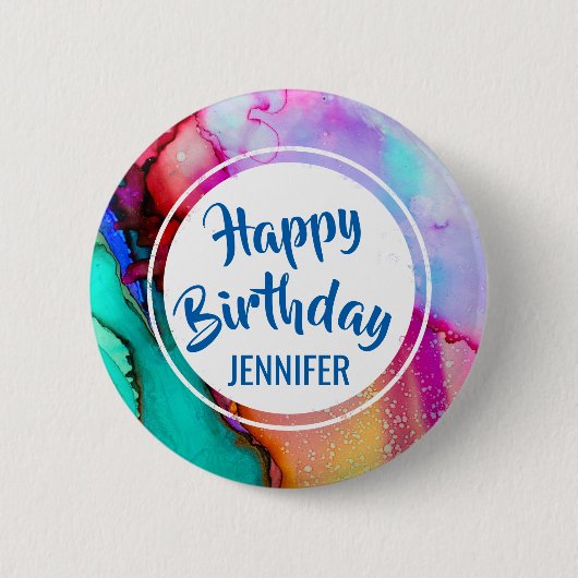 Moderne Abstracte marmer Waterverf ontwerp geboort Ronde Button 5,7 Cm (Voorkant)
