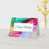 Moderne Abstracte marmer Waterverf ontwerp Kaart (Gele Bloem)