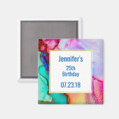 Moderne Abstracte marmer Waterverf ontwerp Magneet (Voorkant / Achterkant)