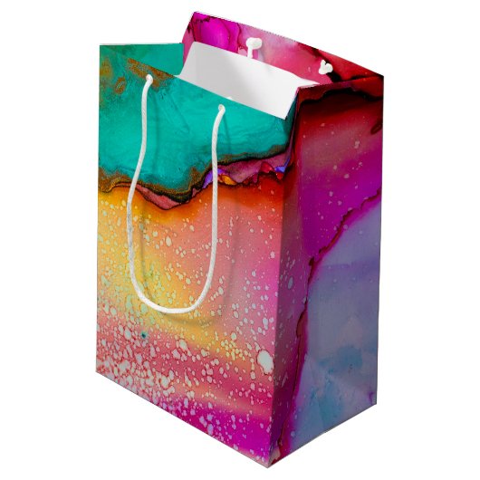 Moderne Abstracte marmer Waterverf ontwerp Medium Cadeauzakje (Achterkant Gekanteld)