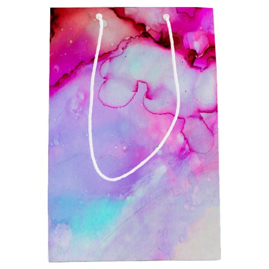 Moderne Abstracte marmer Waterverf ontwerp Medium Cadeauzakje (Voorkant)