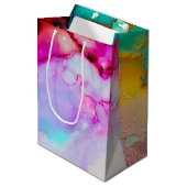 Moderne Abstracte marmer Waterverf ontwerp Medium Cadeauzakje (Voorkant Gekanteld)