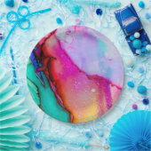 Moderne Abstracte marmer Waterverf ontwerp Papieren Bordje (Feest)