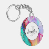 Moderne Abstracte marmer Waterverf ontwerp Sleutelhanger (Voorkant Links)