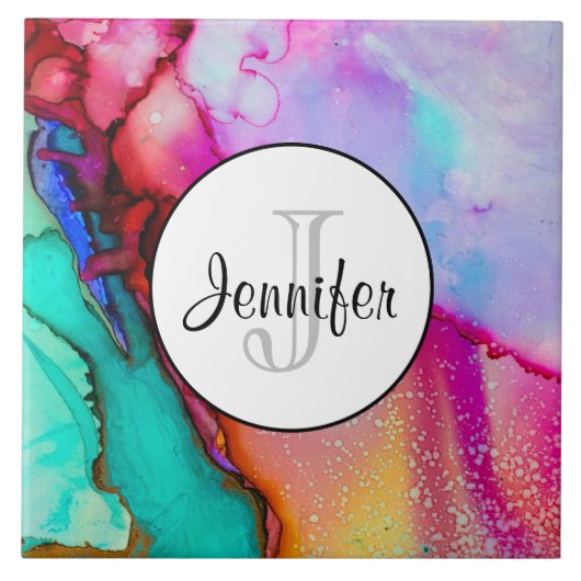 Moderne Abstracte marmer Waterverf ontwerp Tegeltje (Voorkant)