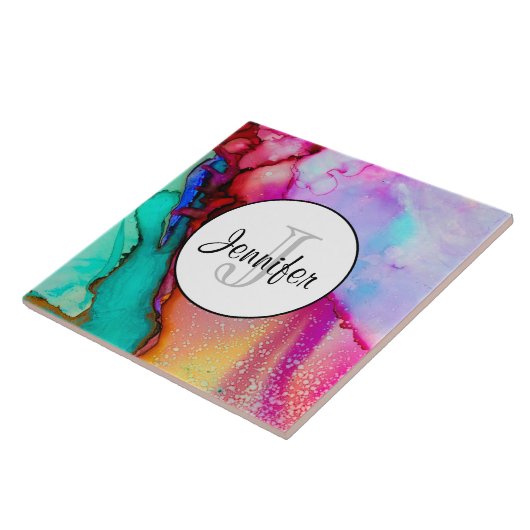 Moderne Abstracte marmer Waterverf ontwerp Tegeltje (Zijkant)