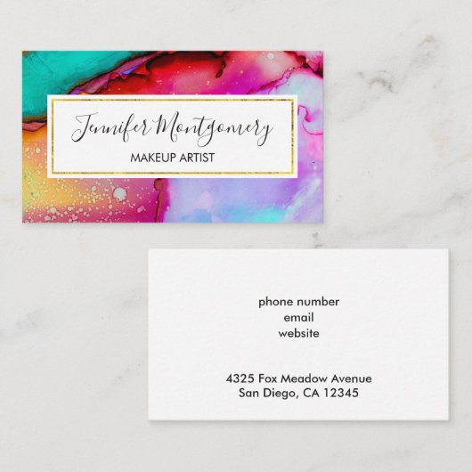 Moderne Abstracte marmer Waterverf ontwerp Visitekaartje (Voorkant / Achterkant)