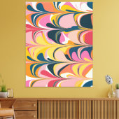 Moderne Abstracte marmer wervelkolom in roze en ge Canvas Afdruk (Insitu (Woonkamer))