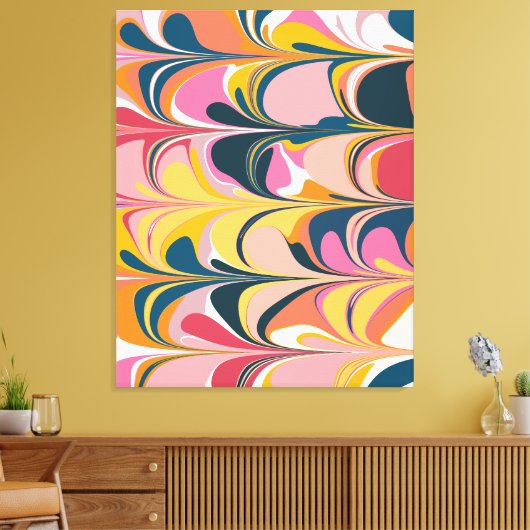 Moderne Abstracte marmer wervelkolom in roze en ge Canvas Afdruk (Insitu (Woonkamer))