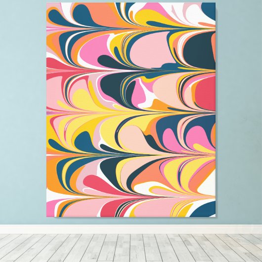 Moderne Abstracte marmer wervelkolom in roze en ge Canvas Afdruk (Insitu (Houten vloer))