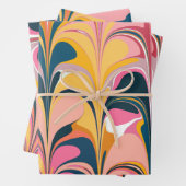 Moderne Abstracte marmer wervelkolom in roze en ge Inpakpapier Vel (In situ)