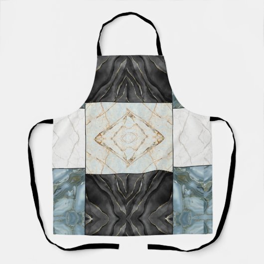 Moderne Abstracte Marmeren Agate Geometrische Blok Schort (Voorkant)