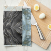 Moderne Abstracte Marmeren Agate Geometrische Blok Theedoek (Quarter Fold)