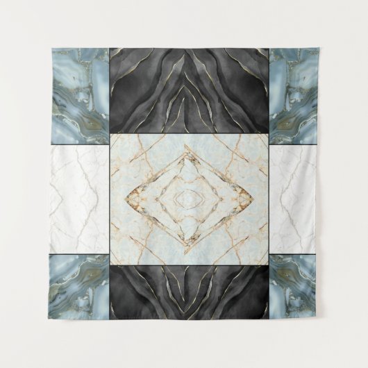 Moderne Abstracte Marmeren Agate Geometrische Blok Wandkleed (Voorkant)