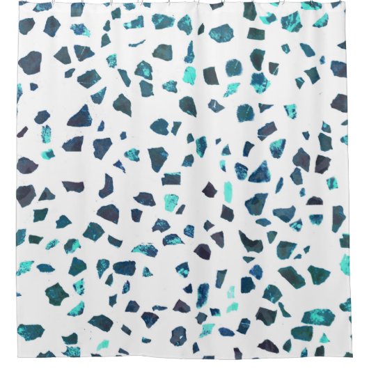 Moderne Abstracte marmeren marine Blauwgroen wit t Douchegordijn (Voorkant)