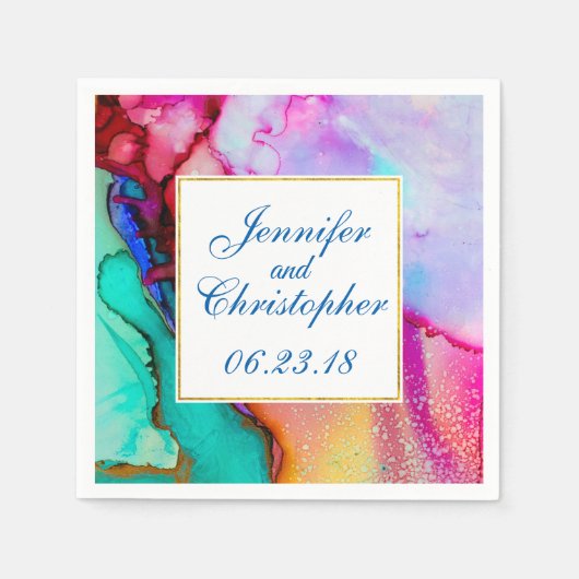 Moderne Abstracte Marmeren Watercolor Design Servet (Voorkant)