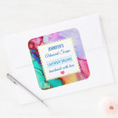 Moderne Abstracte Marmeren Waterverf Design Soap Vierkante Sticker (Envelop)