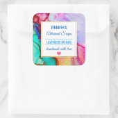 Moderne Abstracte Marmeren Waterverf Design Soap Vierkante Sticker (Tas)