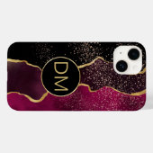Moderne Abstracte maroon Gold Monogram Case-Mate iPhone Case (Achterkant (horizontaal))