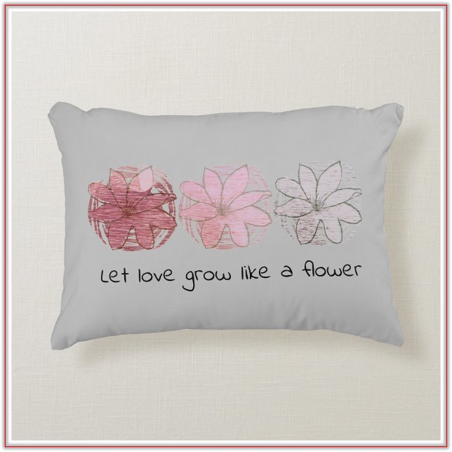 Moderne Abstracte Mauve en grijze Floral Accent Kussen (Creator heeft geüpload)