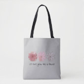 Moderne Abstracte Mauve en grijze Floral Tote Bag (Voorkant)