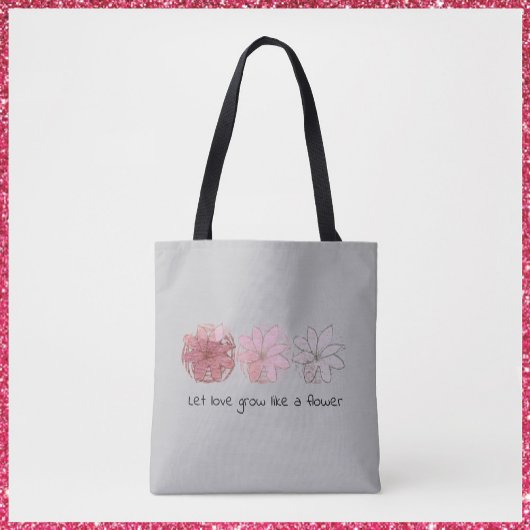 Moderne Abstracte Mauve en grijze Floral Tote Bag
