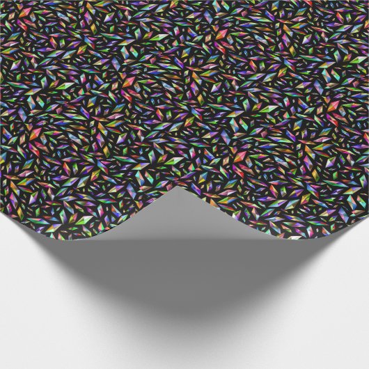 Moderne abstracte, meerkleurige diamanten op zwart cadeaupapier (Hoek)