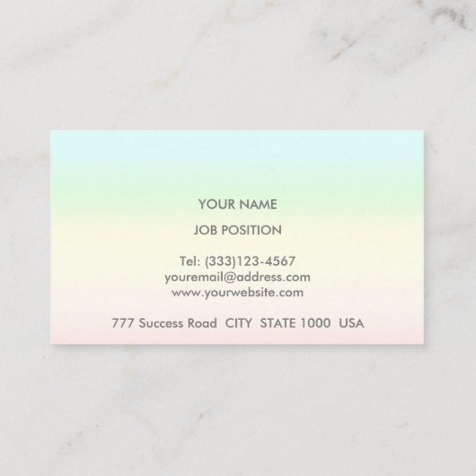 Moderne abstracte meerkleurige pastel-schaduwen visitekaartje (Achterkant)