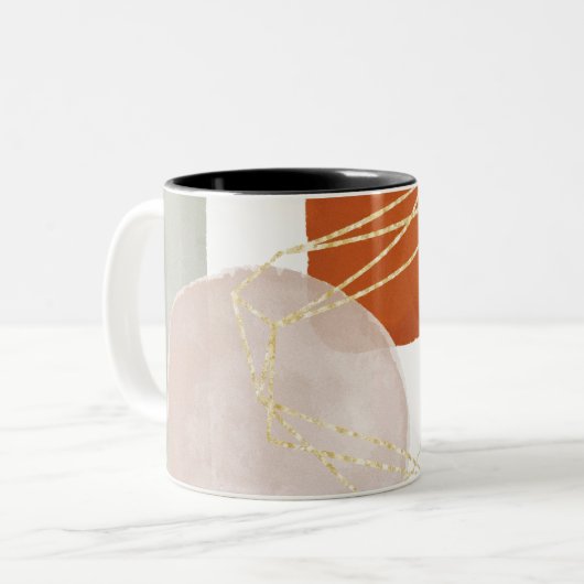 Moderne Abstracte meetkunde van de Mideeuw Tweekleurige Koffiemok (Voorkant links)