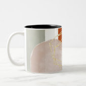Moderne Abstracte meetkunde van de Mideeuw Tweekleurige Koffiemok (Links)