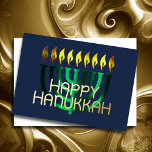 Moderne Abstracte Menorah Green Folie Feestdagenkaart<br><div class="desc">Moderne Abstracte Menorah Green</div>