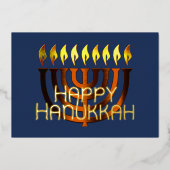 Moderne Abstracte Menorah koperroest Folie Feestdagenkaart (Voorkant)