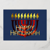 Moderne Abstracte Menorah rood Folie Feestdagenkaart (Voorkant)