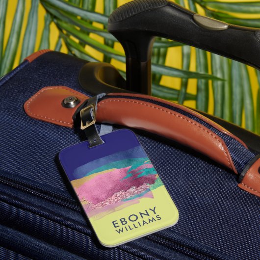 Moderne Abstracte metalen verfpenseelstreken Bagagelabel (Voorkant Insitu 1)