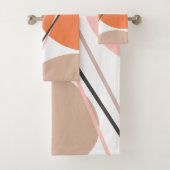 Moderne Abstracte Mid Century Roze Beige Bad Handdoek (Insitu)