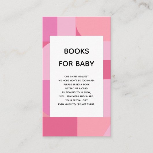 Moderne Abstracte, minimale roze boeken voor Baby Informatiekaartje (Voorkant)