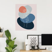Moderne Abstracte minimalistische Holding Flower B Poster (Thuiskantoor)