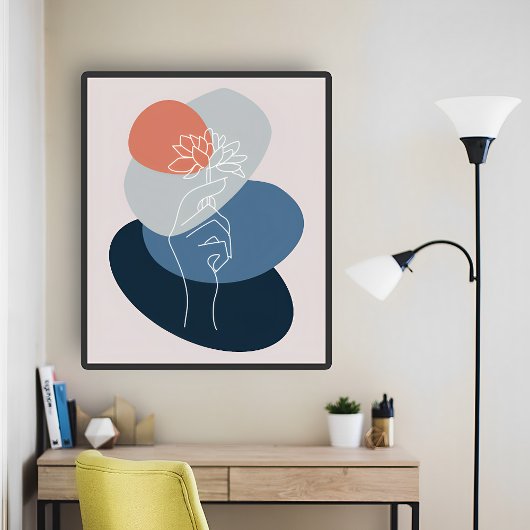 Moderne Abstracte minimalistische Holding Flower B Poster