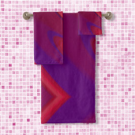 Moderne Abstracte minimalistische rode Paarse werv Bad Handdoek