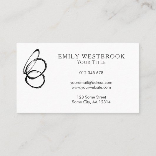 Moderne Abstracte minimalistische zwarte Professio Visitekaartje (Achterkant)