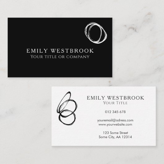 Moderne Abstracte minimalistische zwarte Professio Visitekaartje (Voorkant / Achterkant)
