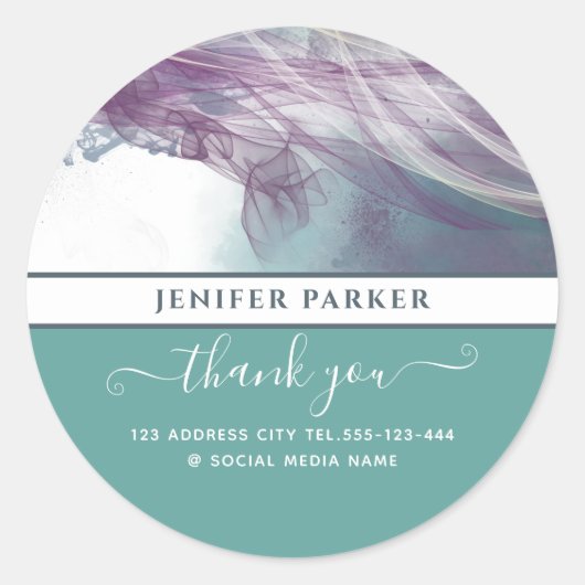 Moderne abstracte moderne script bedankt cla ronde sticker (Voorkant)