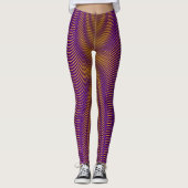 Moderne Abstracte Moiré Effect Paars Gold Fun Cool Leggings (Voorkant)