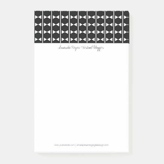 Moderne Abstracte Monochrome Zwart en Wit Diamant Post-it® Notes (Voorkant)